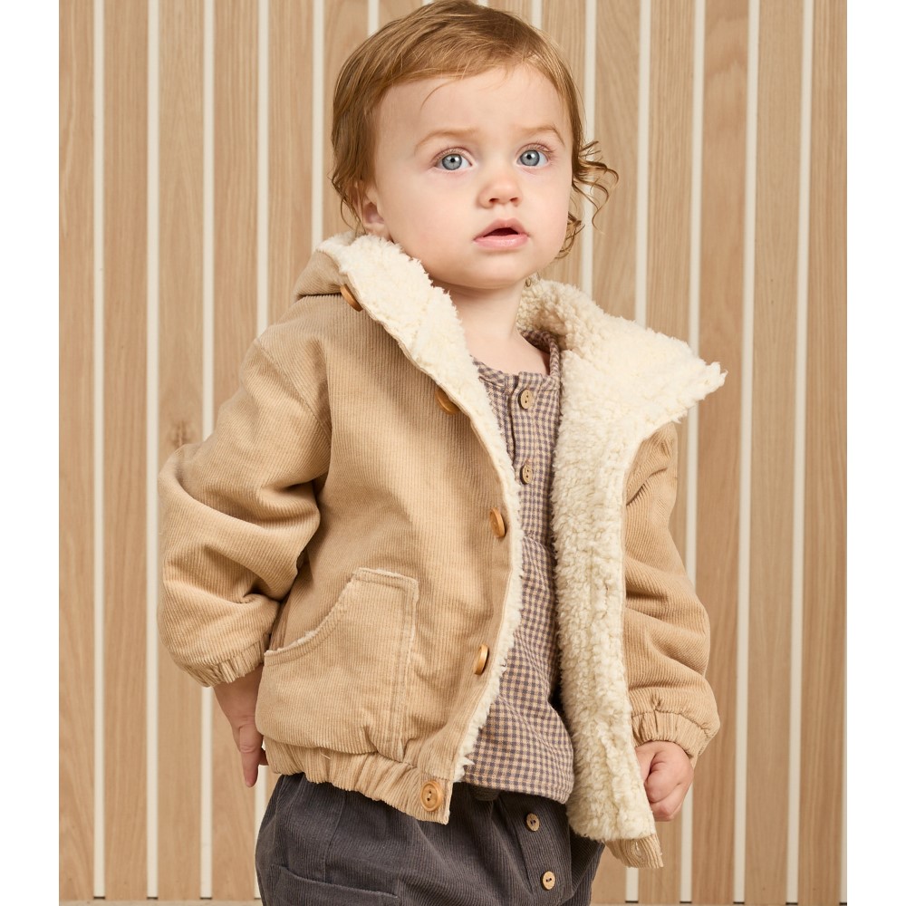 Corduroy Hooded Jacket | Latte