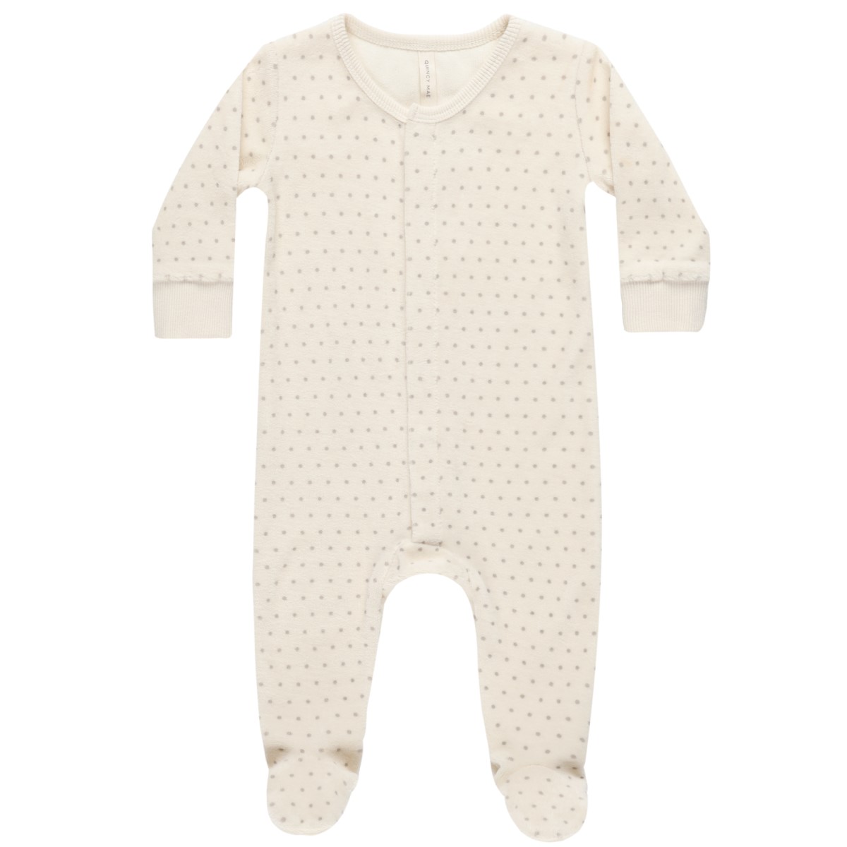 Velour Hidden Snap Footie | Polka Dot