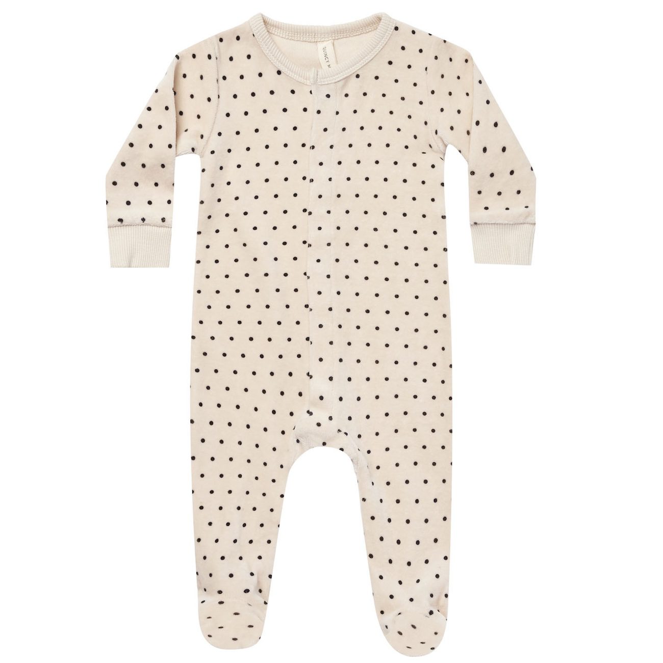 Velour Hidden Snap Footie | Polka Dot