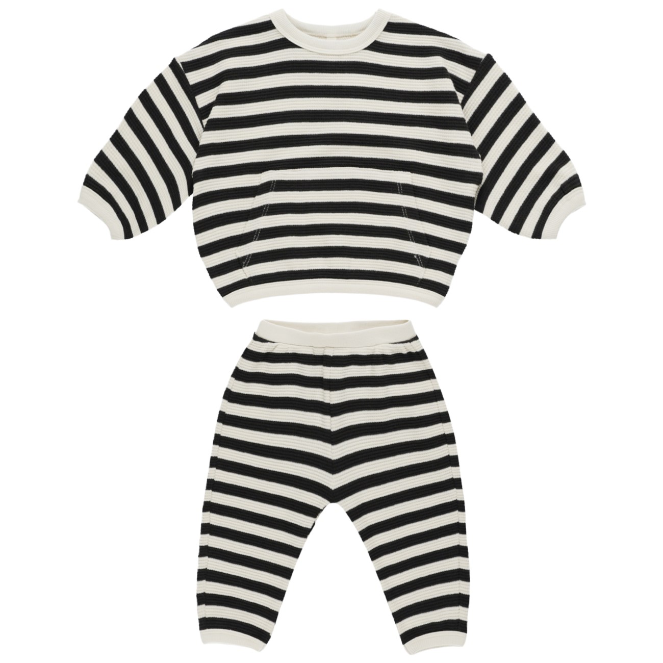 Waffle Slouch Set | Black Stripe