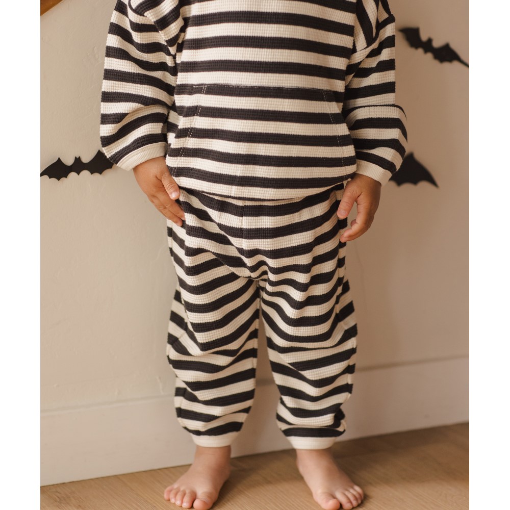 Waffle Slouch Set | Black Stripe