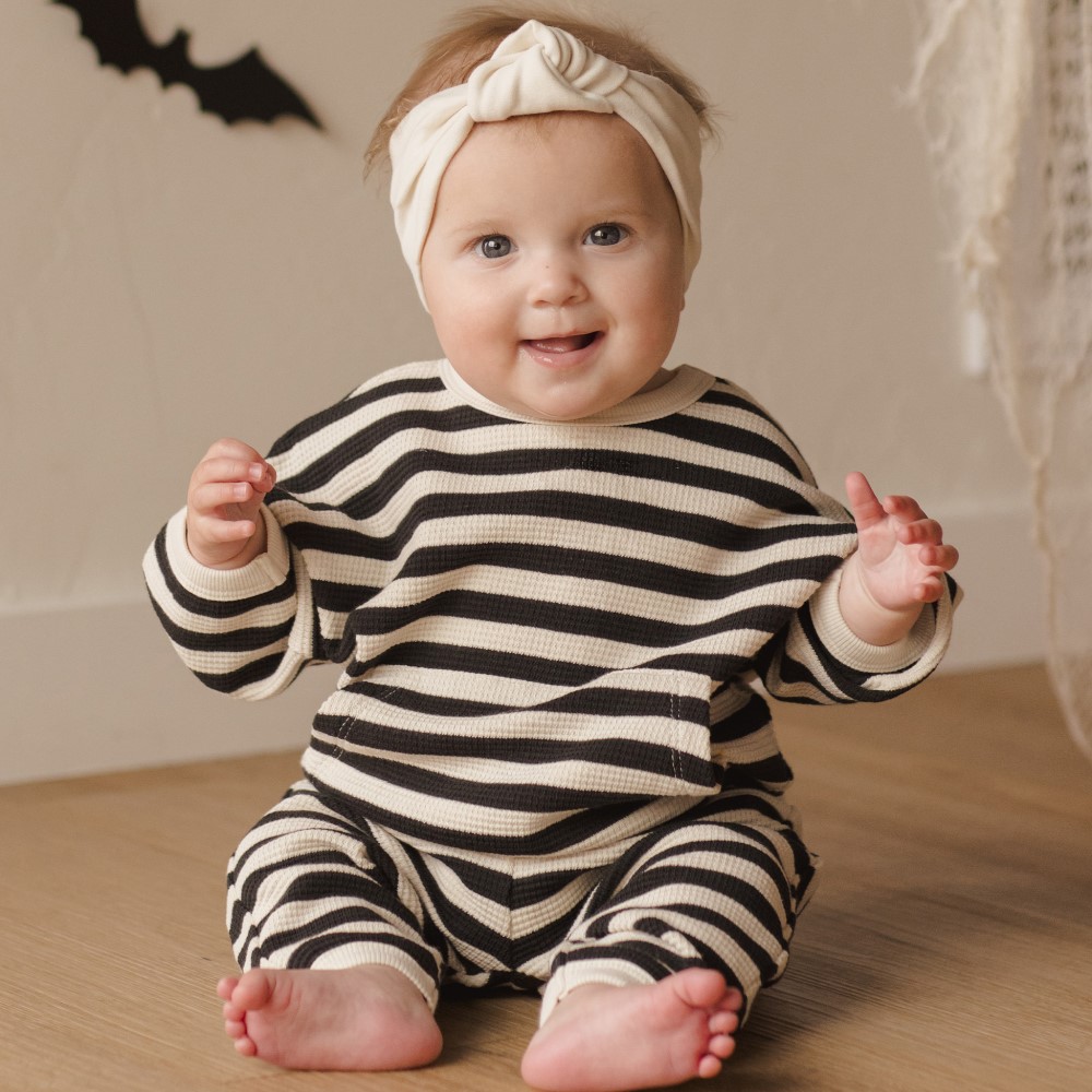 Waffle Slouch Set | Black Stripe