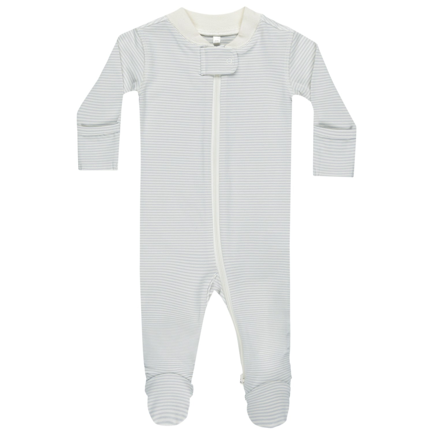 Zip Long Sleeve Sleeper Footie | Sky Micro Stripe