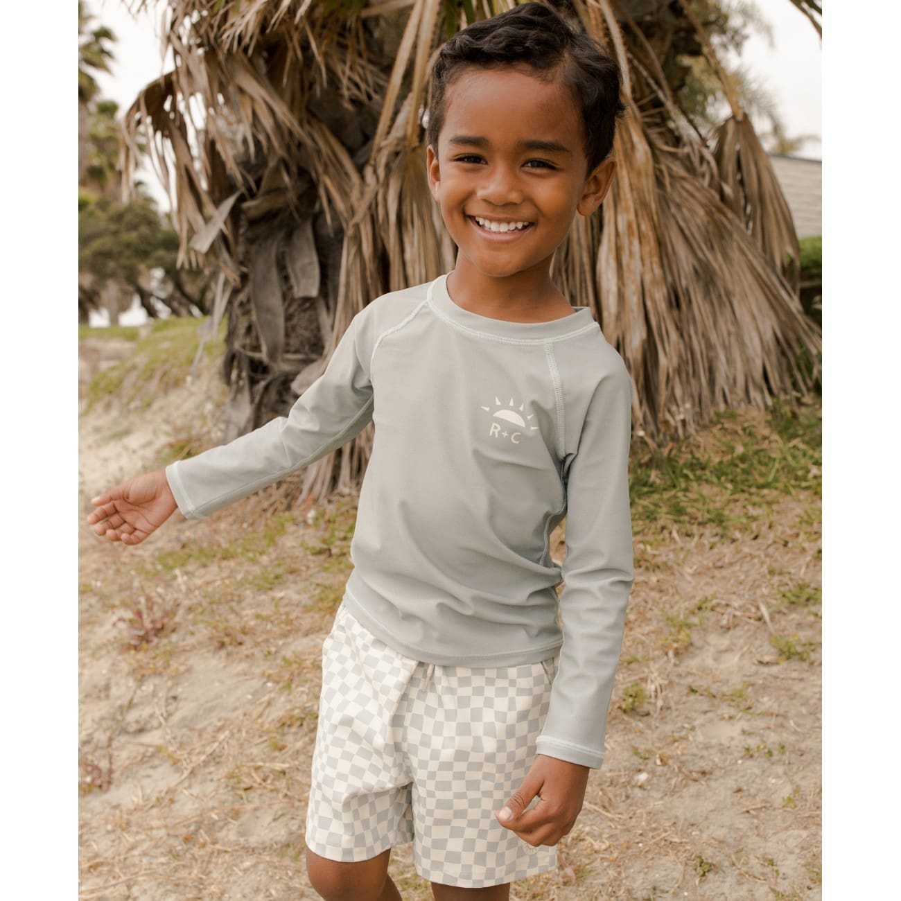 Seafoam Rashguard & Seafoam Check Boardshort