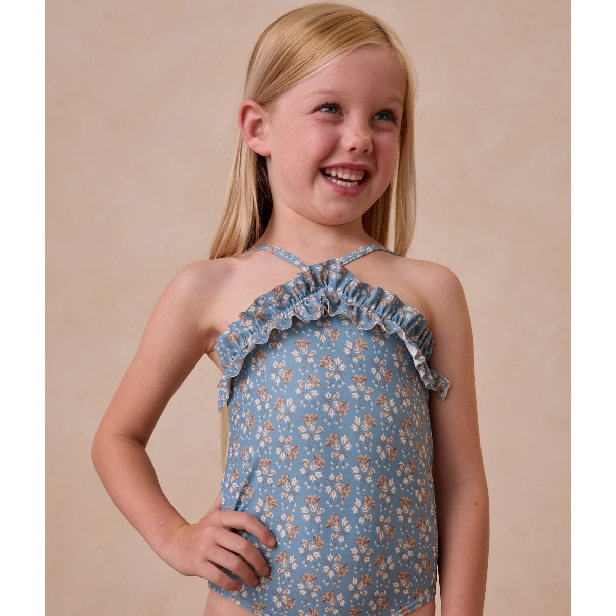 Rouched One-piece | Blue Floral