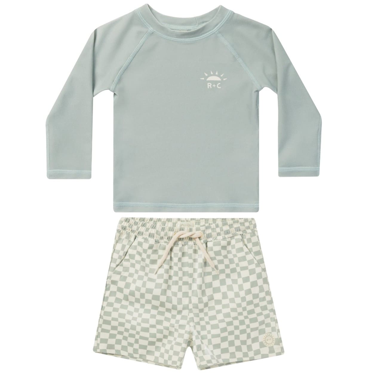 Seafoam Rashguard & Seafoam Check Boardshort