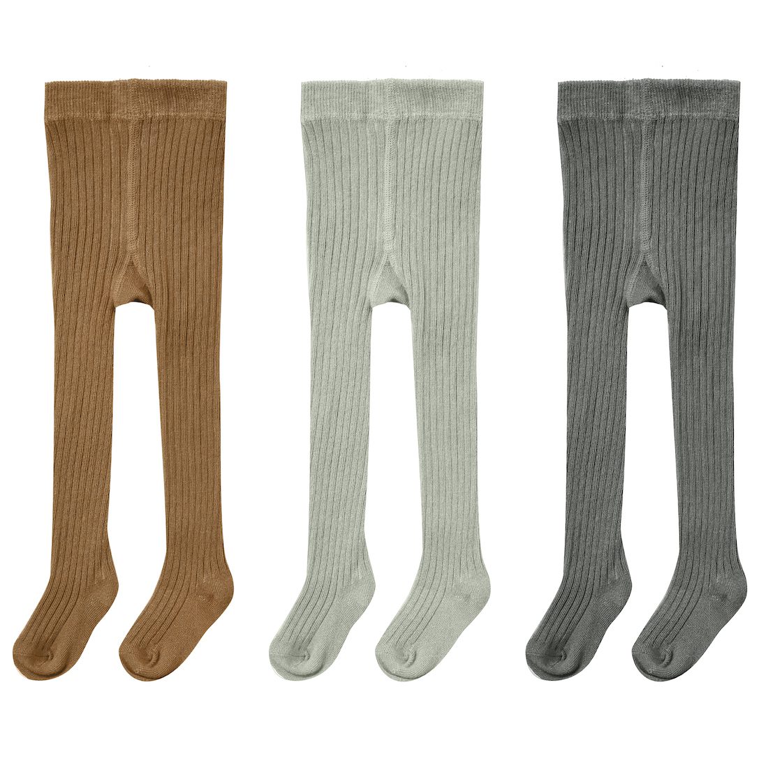 3 Pack Rib Knit Solid Tights | Rust/Agave/Charcoal