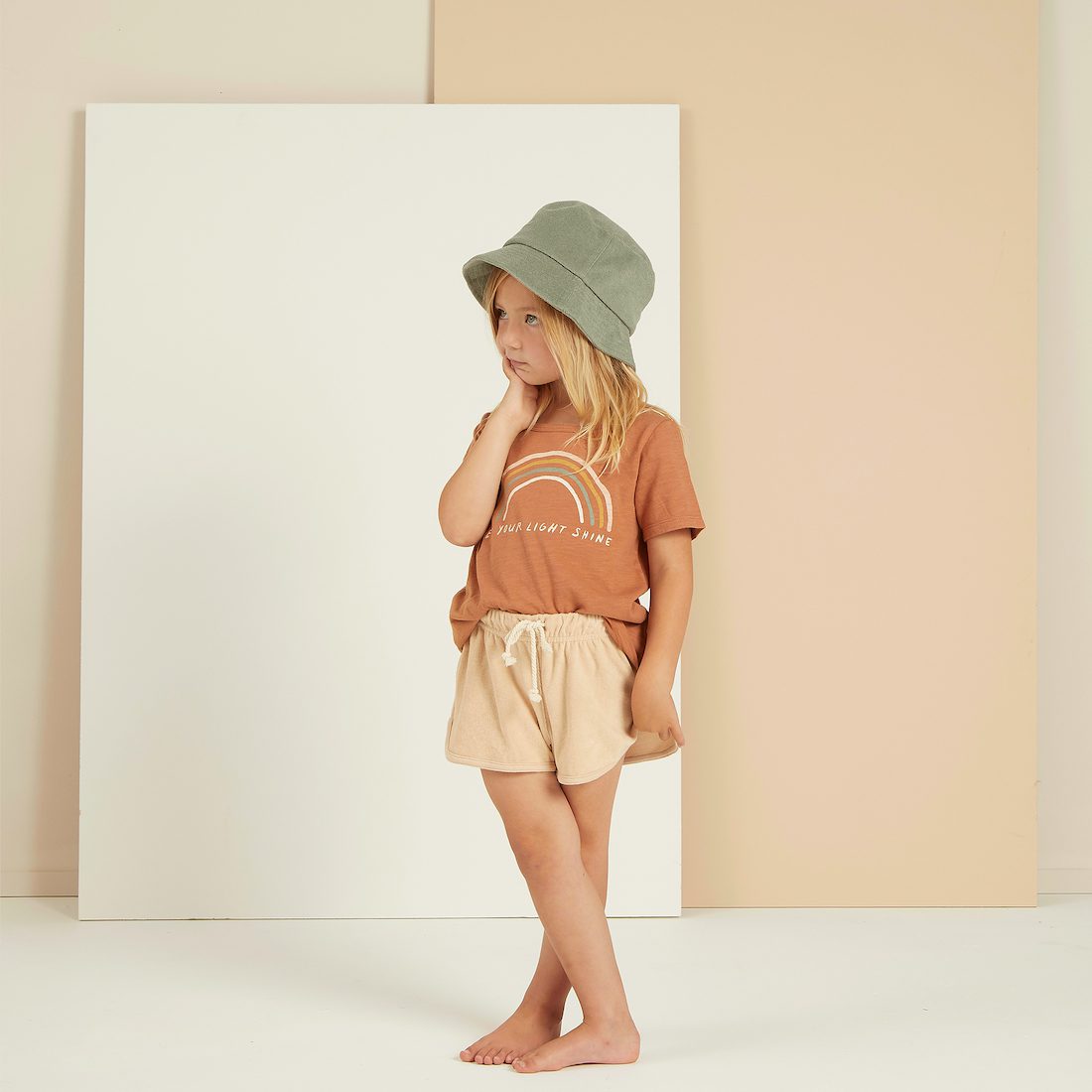 Rainbow Basic Tee & Shell Terry Track Shorts