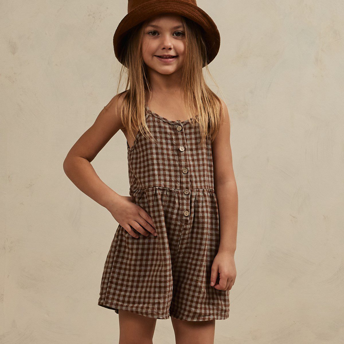 Button Romper | Gingham