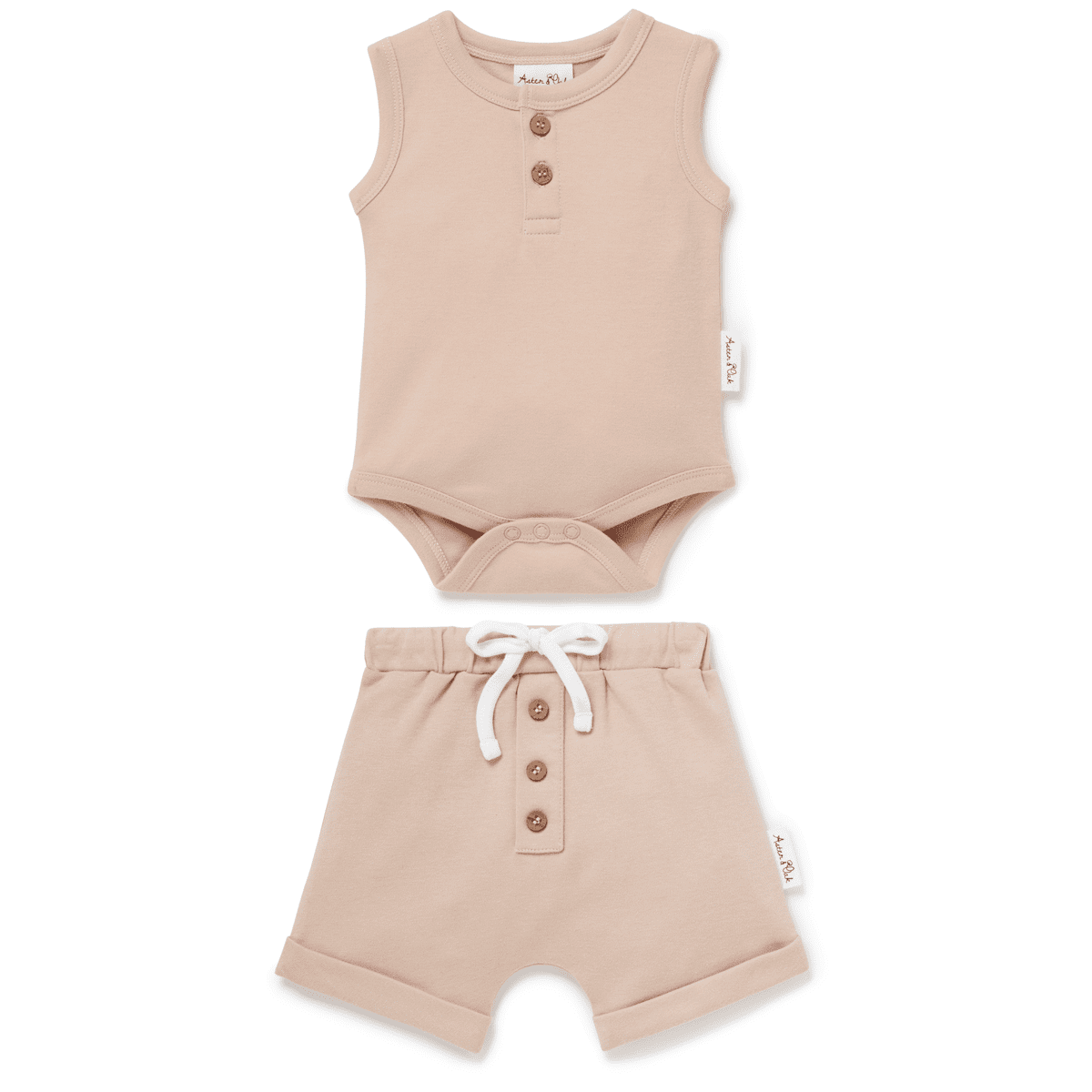 Rose Dust Singlet Onesie & Button Shorts