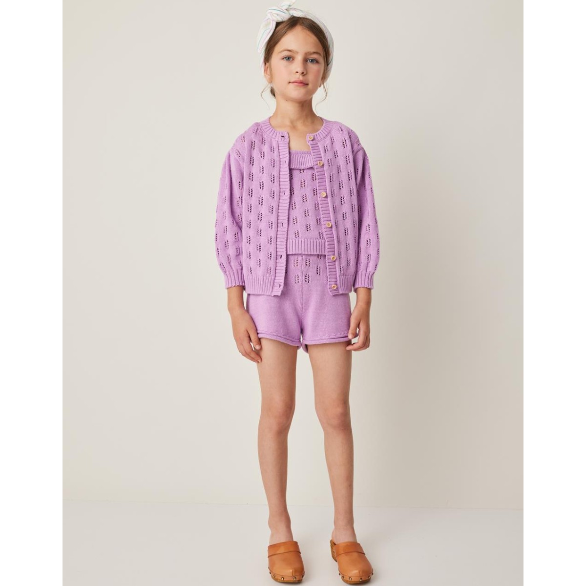 Openwork Knit Cardigan W/ Flowers