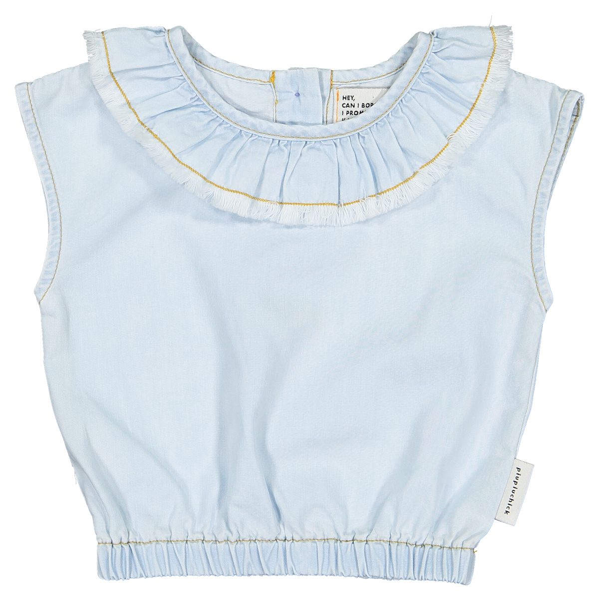 Sleeveless Blouse W/ Collar | Light Chambray