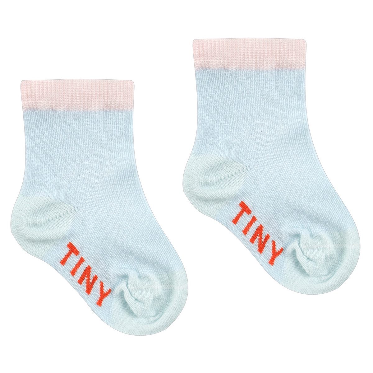 Solid Quarter Socks | Pastel Blue W/ Pastel Pink Contrast