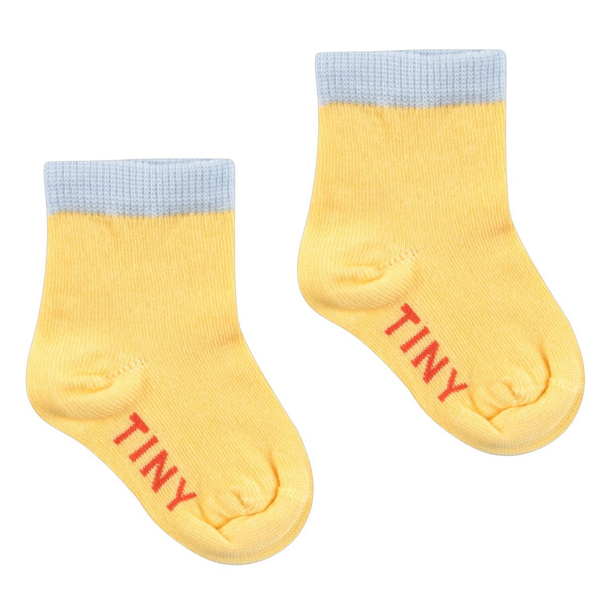 Solid Quarter Socks | Canary W/ Pale Blue Contrast