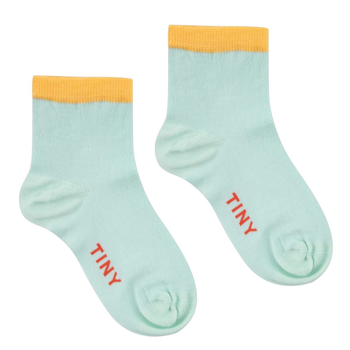 Solid Quarter Socks | Pastel Green W/ Yellow Contrast