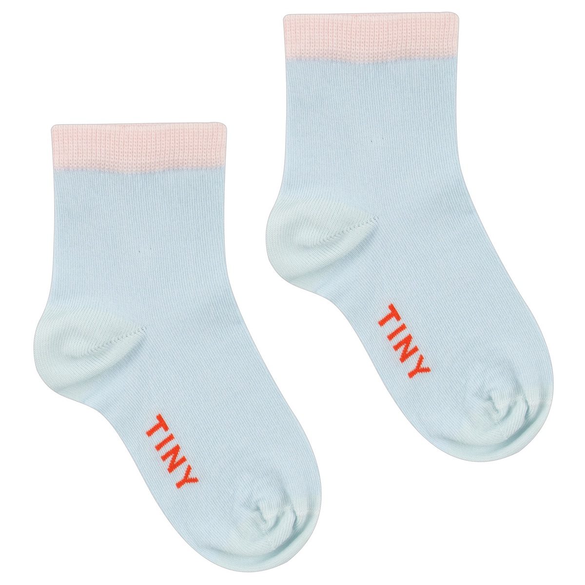 Solid Quarter Socks | Pastel Blue W/ Pastel Pink Contrast