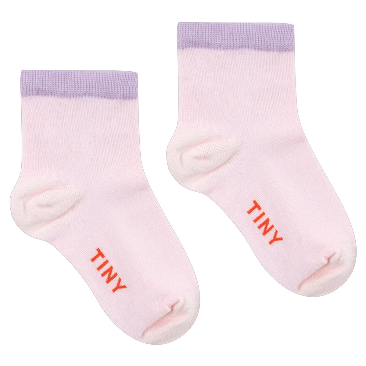 Solid Quarter Socks | Pastel Pink W/ Pastel Lilac Contrast