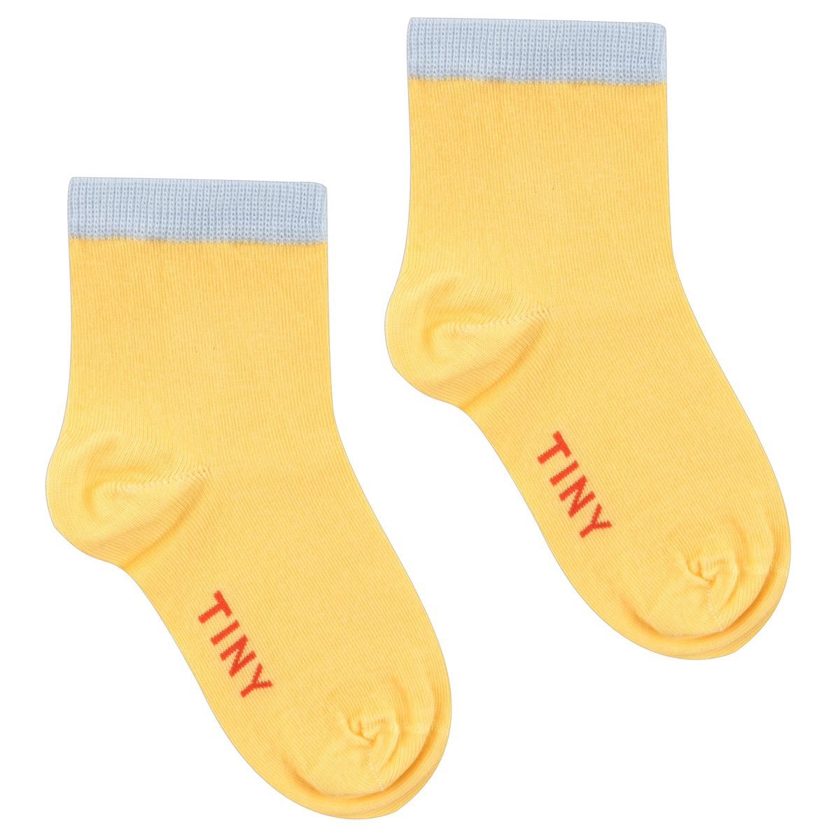 Solid Quarter Socks | Canary W/ Pale Blue Contrast