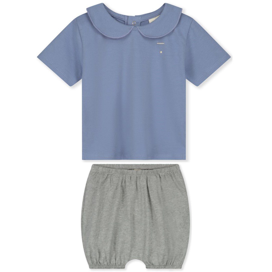 Lavender Baby Collar Tee & Grey Bloomer Bottoms | Set