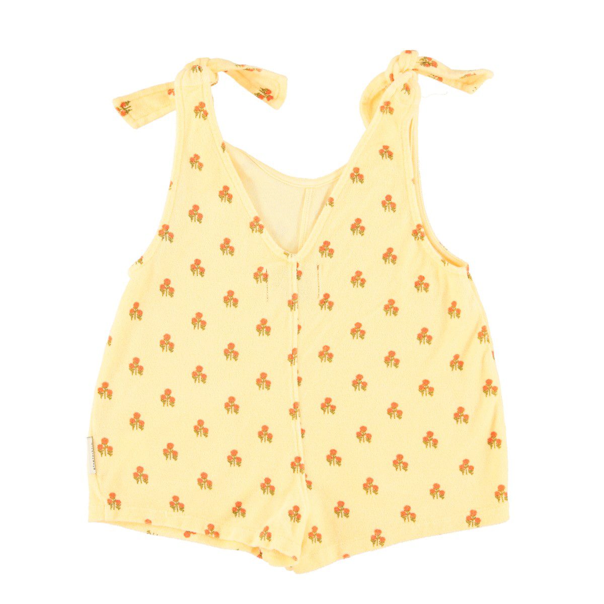 Short Jumpsuit W/ Straps | Light Yellow W/ Flowers