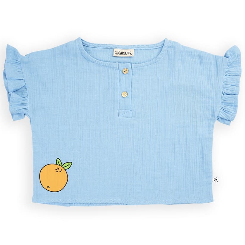 Frilled Shirt With Buttons & Print