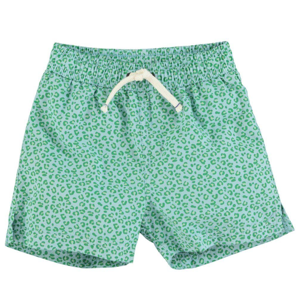 Swim Shorts | Blue W/ Green Animal Print