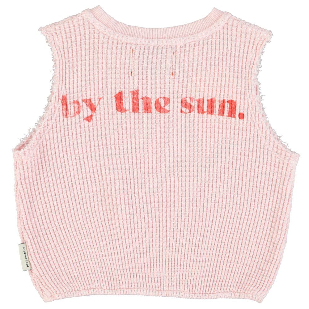 Sleeveless Top | Light Pink W/ Lips Print