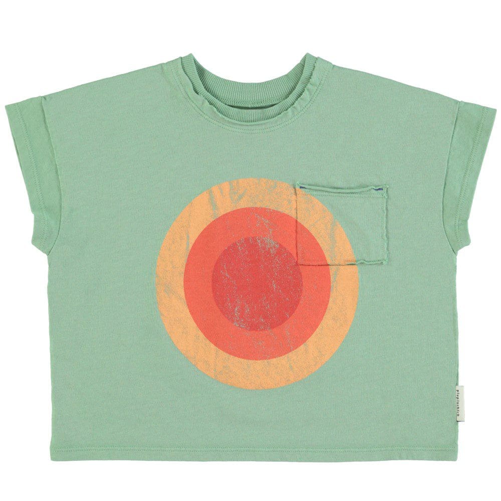 T-shirt | Green W/ Multicolor Circle Print