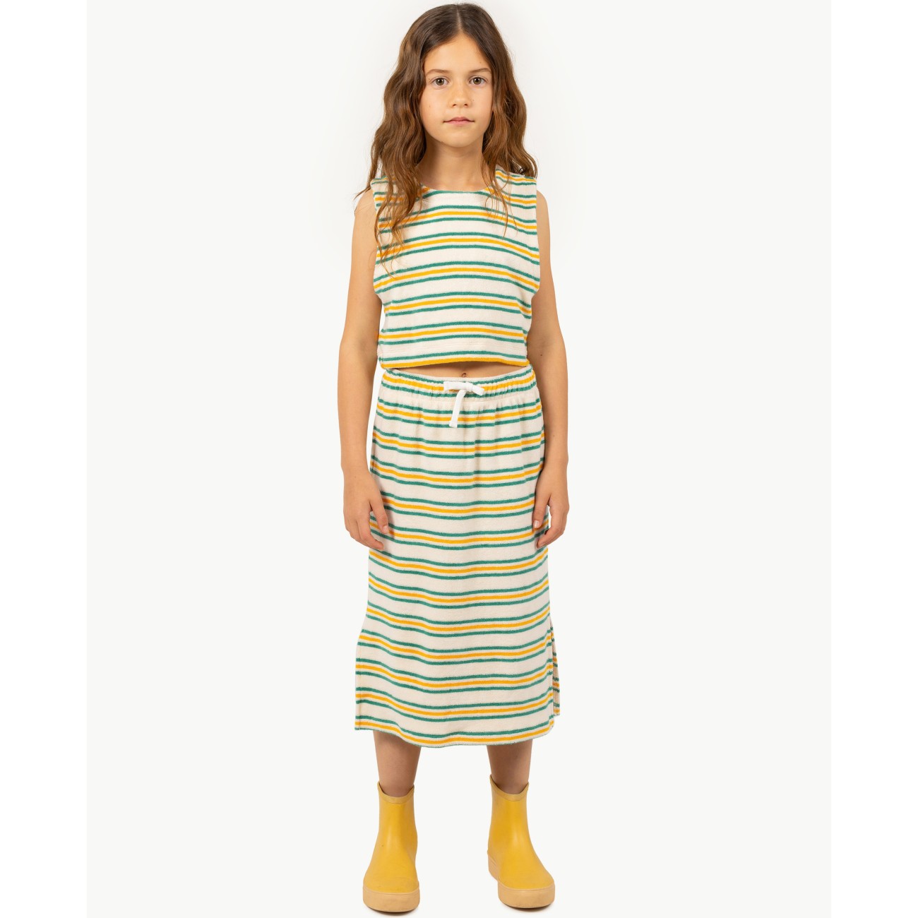 Stripes Multicolor Sleeveless Tee & Skirt