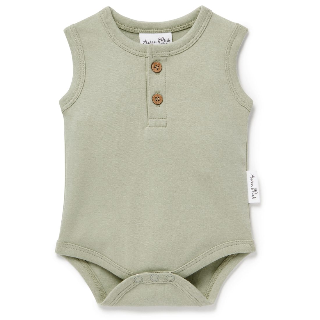 Sage Singlet Onesie & Button Shorts