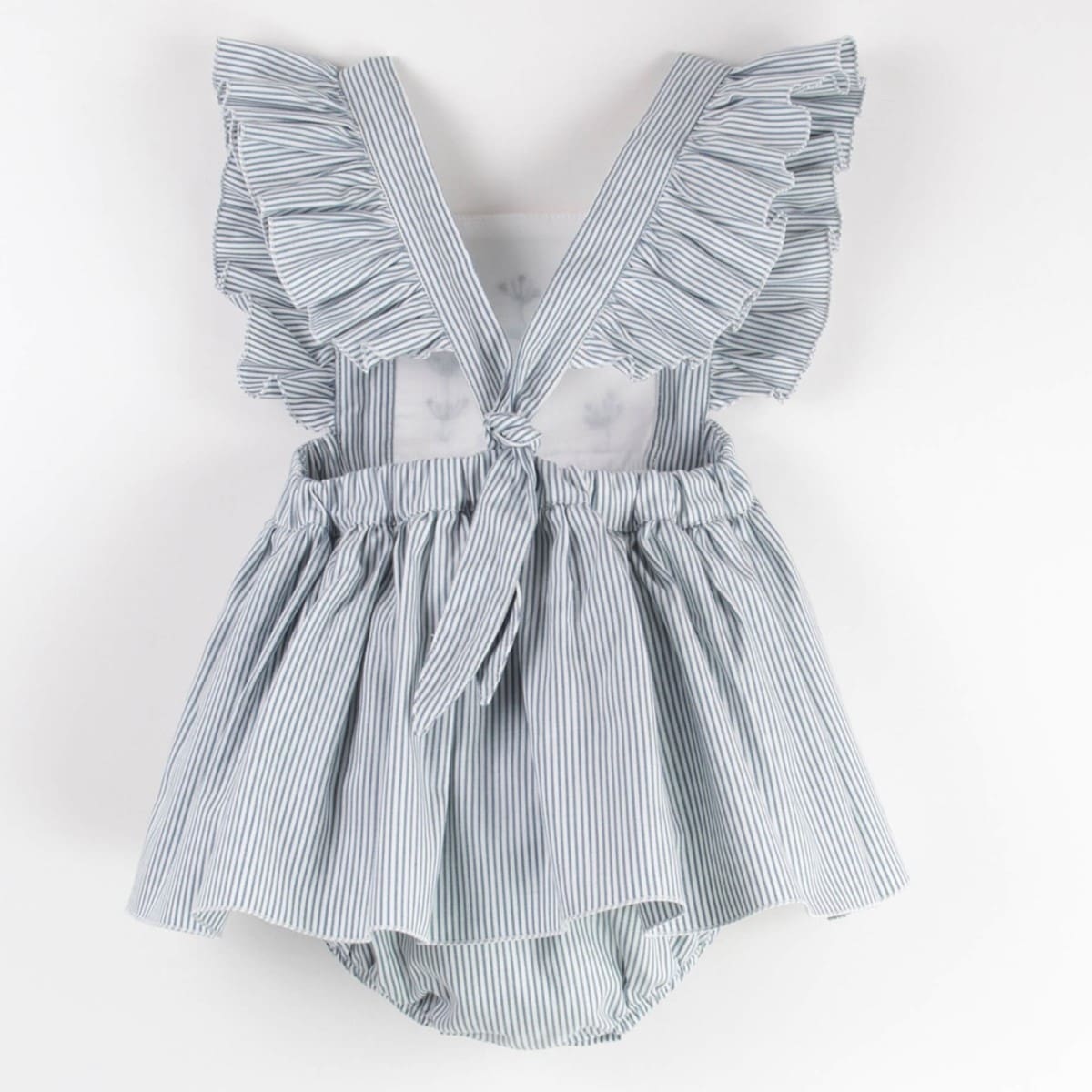 Striped Romper Suit W/ Frill