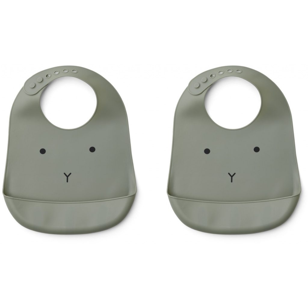Tilda Silicone Bib 2 Pack | Rabbit Faune Green