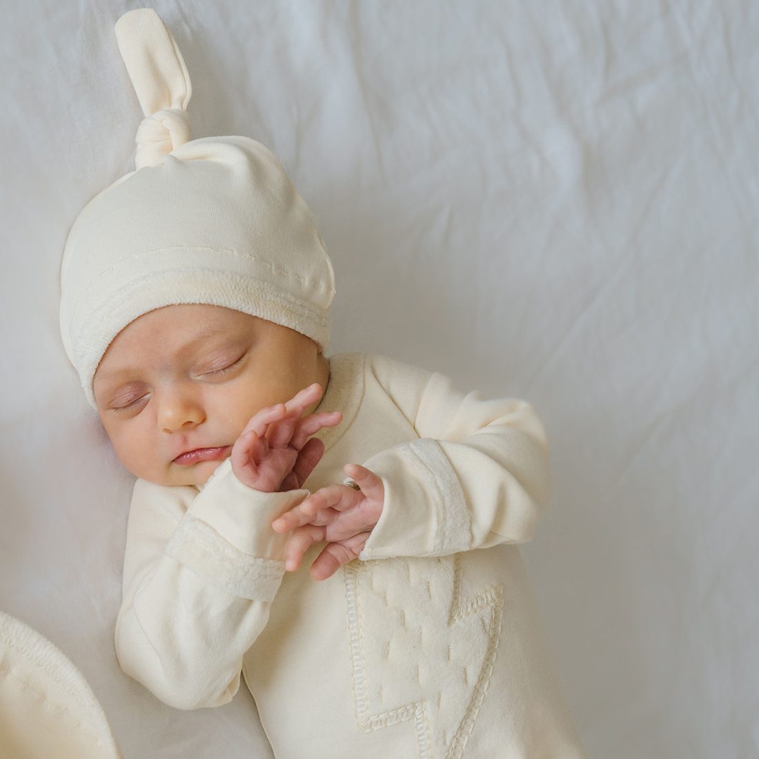 Velveteen Graphic Baby Footie | Beige