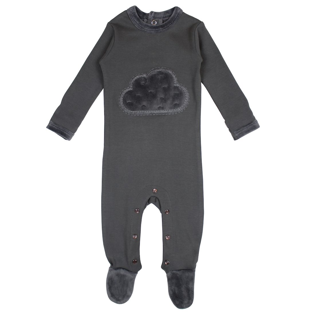 Velveteen Graphic Baby Footie | Gray