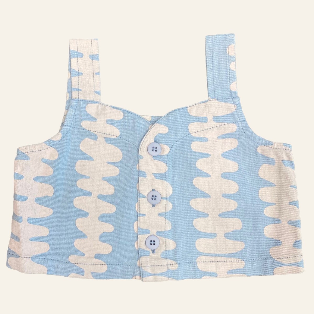 Scallop Sun Top | Soft Pink Stripe
