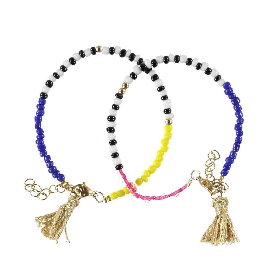 2 Piece Bracelets | Beads W/ Pompon