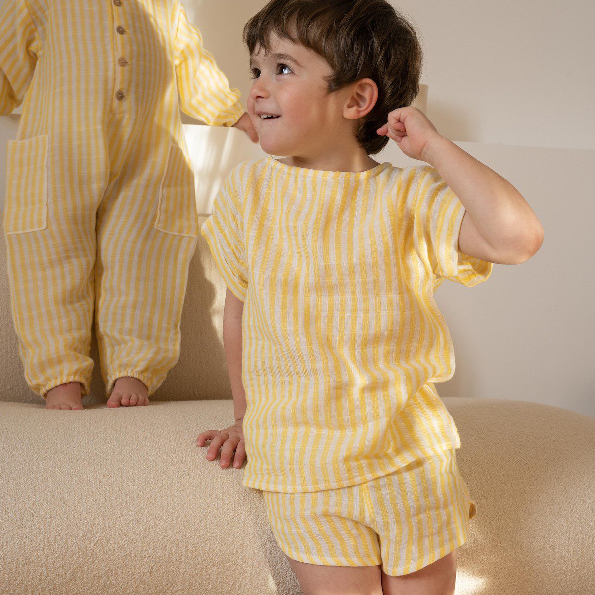 Praslin Shirt & Georgette Shorts | Yellow Stripes