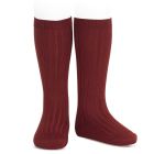 2016/2 Basic Ribbed Knee High Socks | Burgundy 572