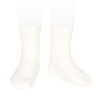 2016/4 Basic Ribbed Short Socks | Cream 202