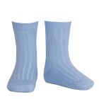 2016/4 Basic Ribbed Short Socks | Bluish 446