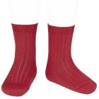 2016/4 Basic Ribbed Short Socks | Cherry 554