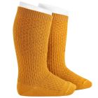 Merino Wool Blend Patterned Knee Socks | Curry 913