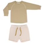 Baby Textured Crewneck Top & Chunky Shorts | Golden Kelp/Shell