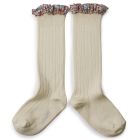 Elisabeth Liberty Ruffle Ribbed Knee-high Socks | Doux Agneaux