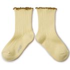 Delphine Lettuce Trim Ribbed Socks | Vanille