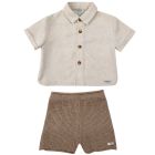 Warm White Melange Lerie Shirt & Latte Melange Wes Shorts
