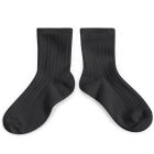 La Mini Ribbed Ankle Socks | Noir De Charbon