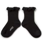 Lili Lace Trim Ribbed Ankle Socks |  Noir De Charbon