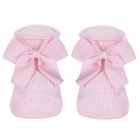 Baby Warm Cotton Booties W/ Grossgrain Bow | Pink (500)