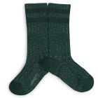 Glitter Ribbed Varsity Crew Socks Fond Marin